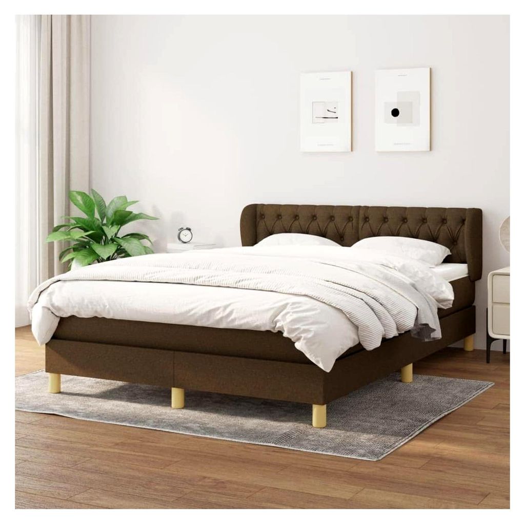 Lattenrost mit Matratze, Dunkelbraun, 140 x 200 cm, Plattformbett mit Lattenhalter, einfache Montage für Schlafzimmer, Erwachsene