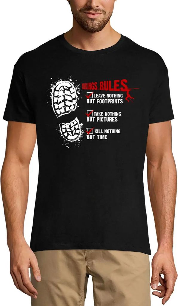 Herren Grafik T-Shirt Wanderregeln Bergwanderer – Hiking Rules Mountain Hiker – Öko-Verantwortlich Vintage Jahrgang Kurzarm Lustige Druck Gebu...