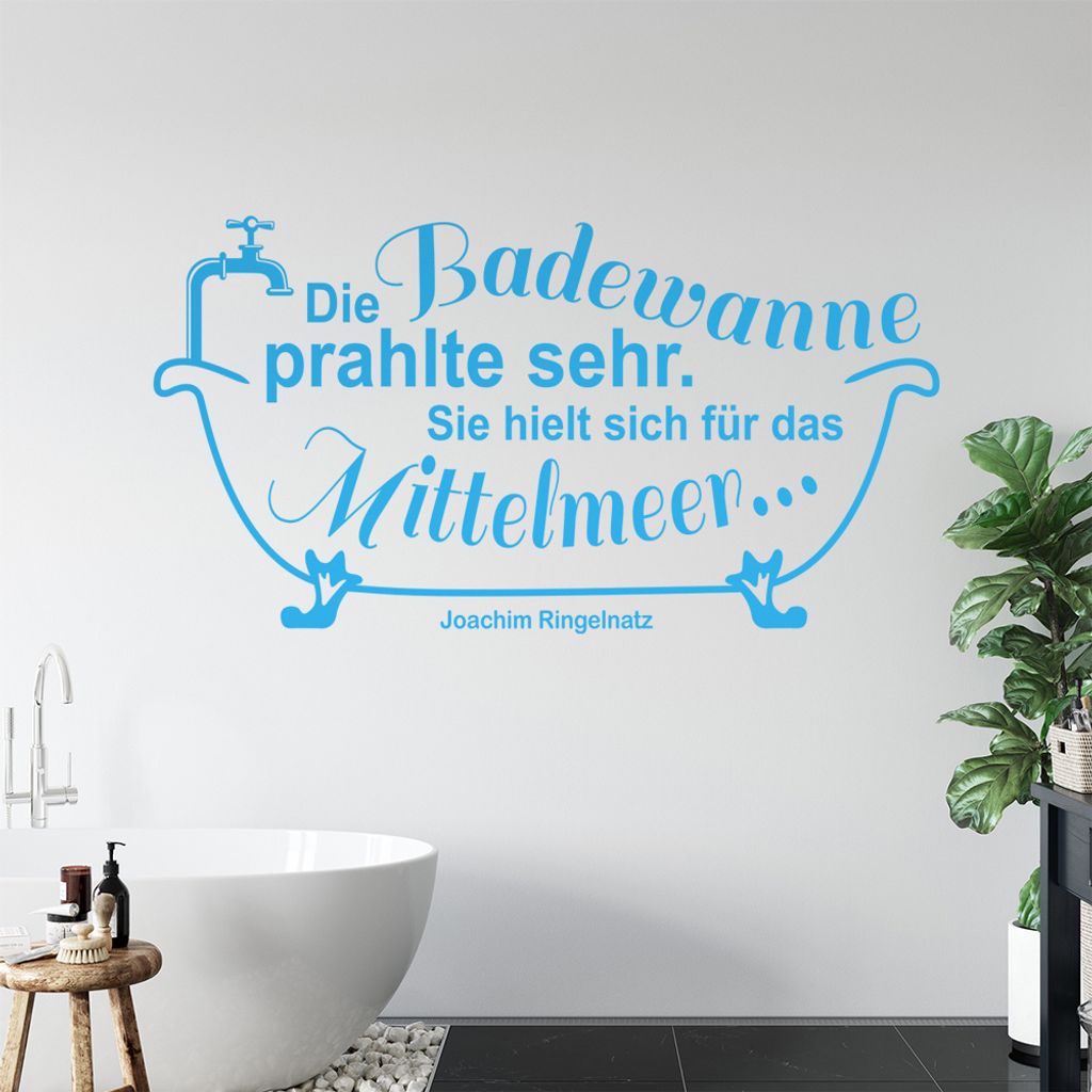 Die Badewanne prahlte sehr ... Wandtattoo in 6 Größen - Wandaufkleber Wall Sticker - Dekoration, Küche, Wohnzimmer, Schlafzimmer, Badezimmer
