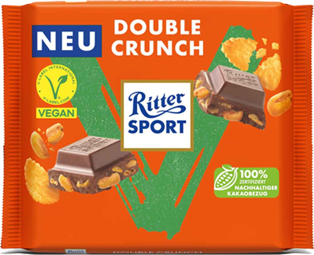 Ritter Sport Vegan Double Crunch Schokolade mit Cornflakes 100g