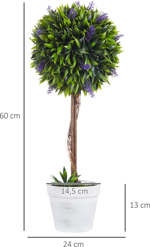 HOMCOM Kunstpflanze Lavendel 2er-Set Knstliche Pflanzen 60