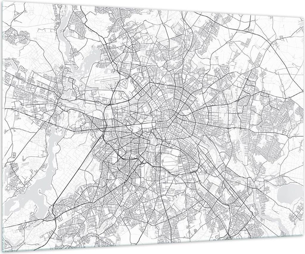 Bilder auf glas - Einteilig - Stadt Karte Berlin - 100x70cm - Glasbilder - Wandbilder - Bilder - zum Aufhängen bereit - Wanddekoration aus Glas - ...