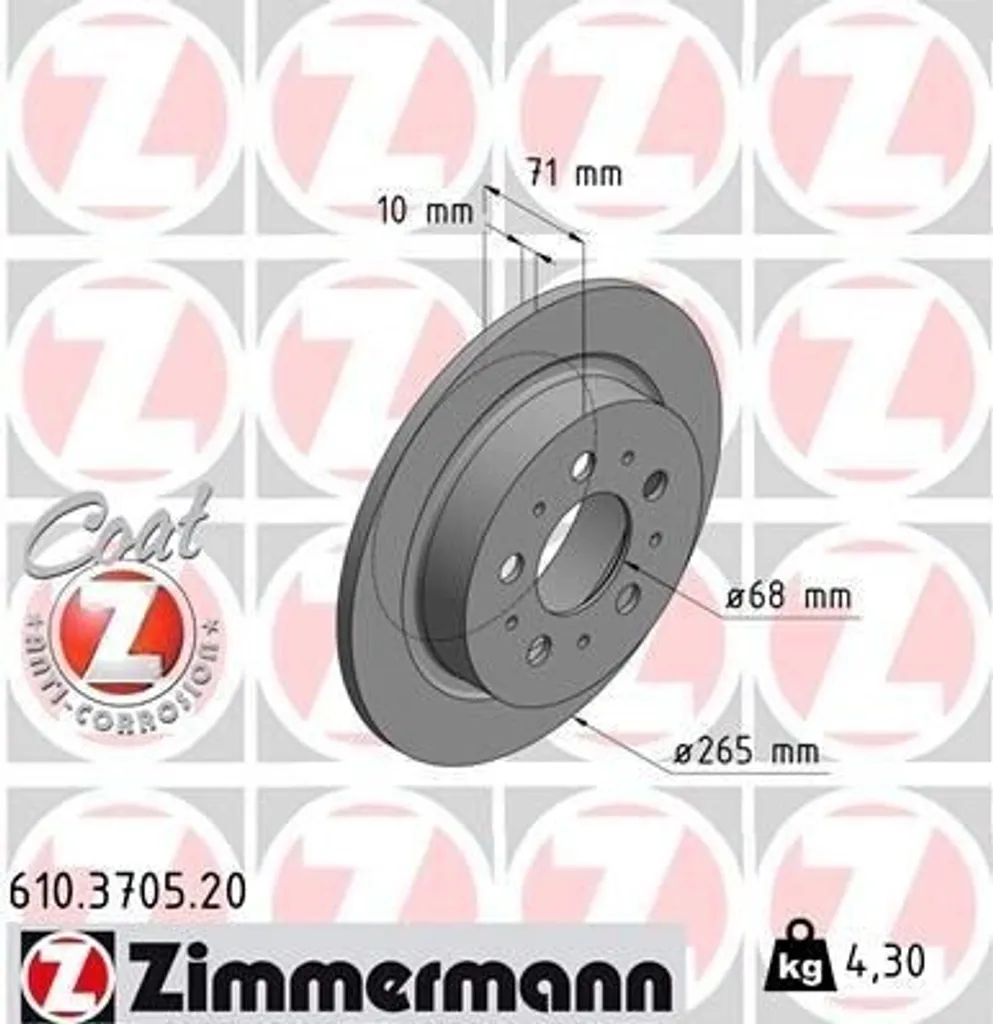 Disque de frein arrière Zimmermann pour S90 et V90, pièce de rechange