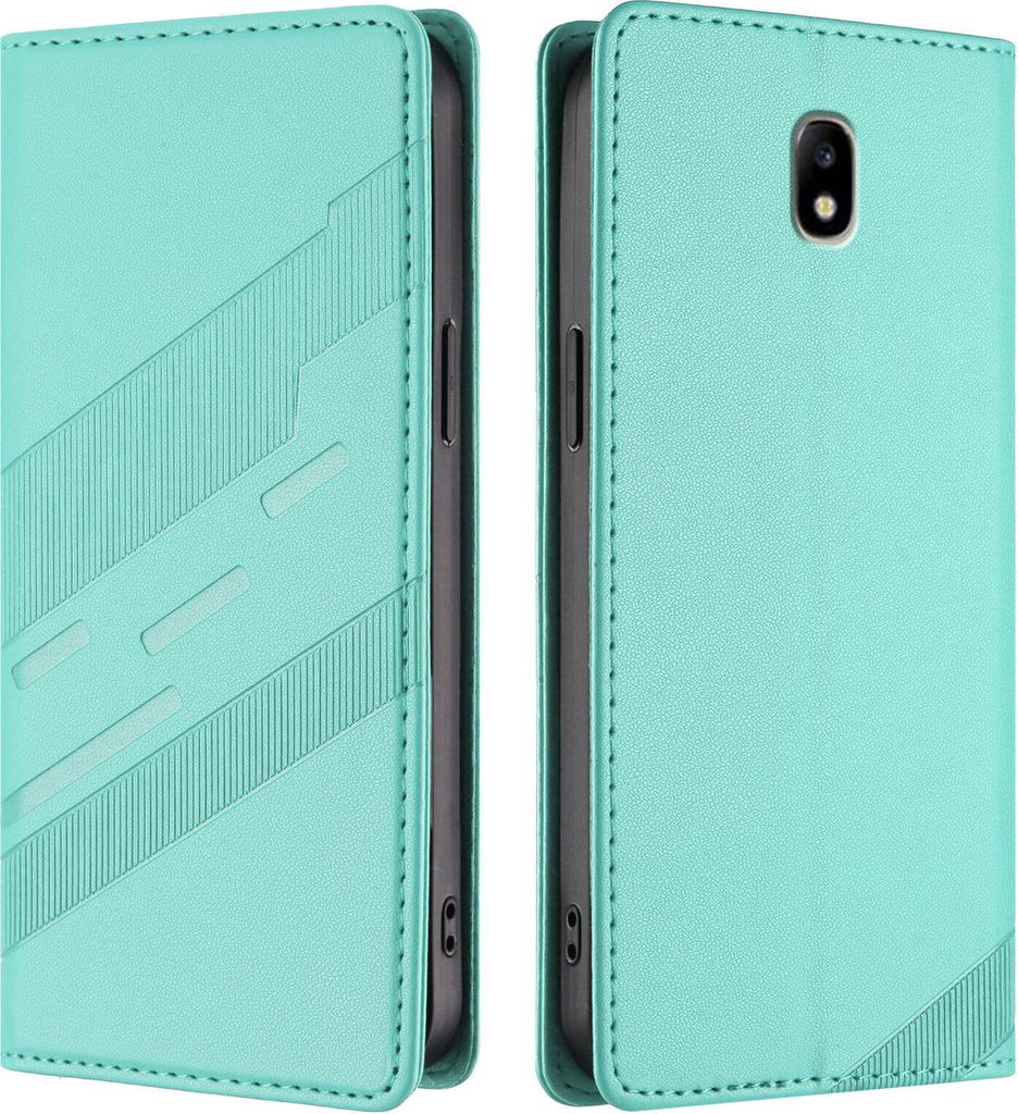 Hülle für Samsung Galaxy J3 2017, Kunstleder Brieftaschen Handyhülle mit Kartenfach und Standfunktion Türkis