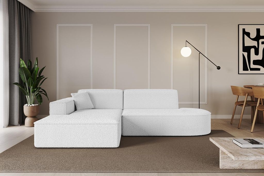 ALTDECOR Ecksofa in L-Form IREA-L1-v4 232x165x77 cm Weiß Corner Sofa Eckcouch Couch Wohnlandschaft Cauchsofa