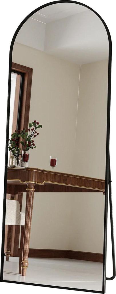 Ganzkörperspiegel - Stand- und Wandspiegel - Größe 150 x 40 cm - Zum Stellen, Anlehnen oder Aufhängen - Modernes Design - Schwarzer Rahmen