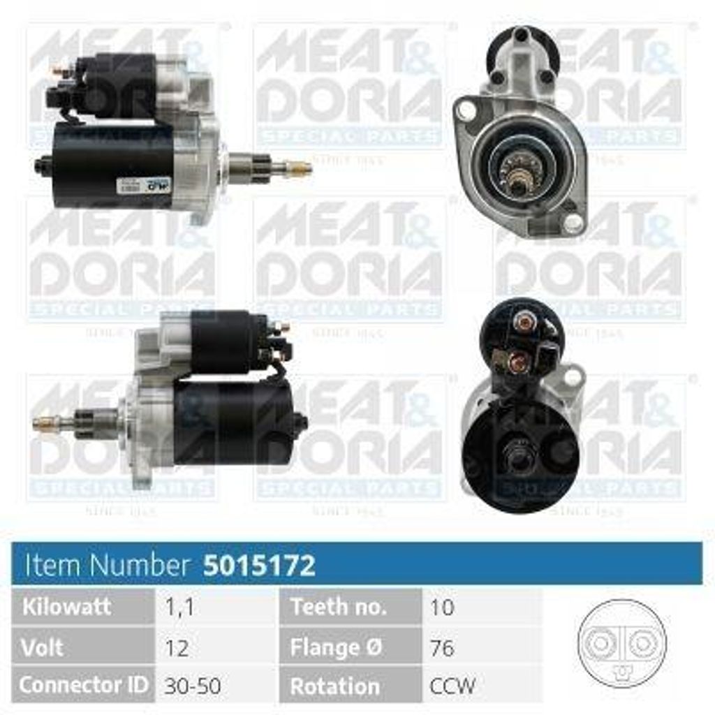 MEAT & DORIA 5015172 Starter Anlasser 1,1kW für VW GOLF III (1H1) 12V