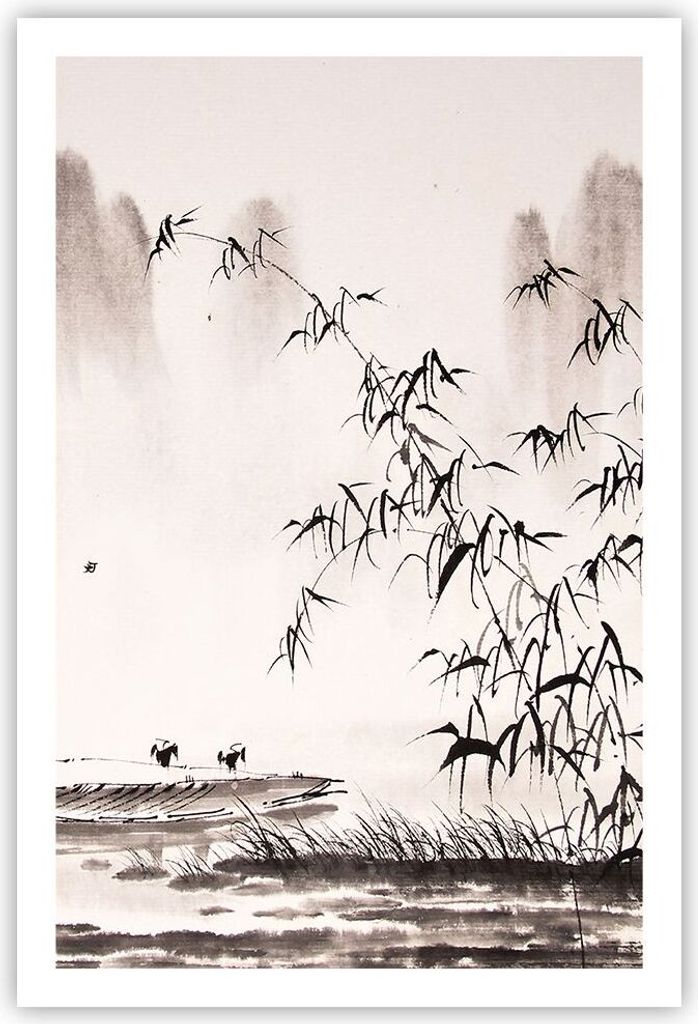 Poster - Poster ohne Rahmen - Bambus schwarz China - 61x91,5 cm - Wand Bild - Wanddeko - Wandbilder - Kunstposter - Wandposter - Bilder - Kunstdruc...