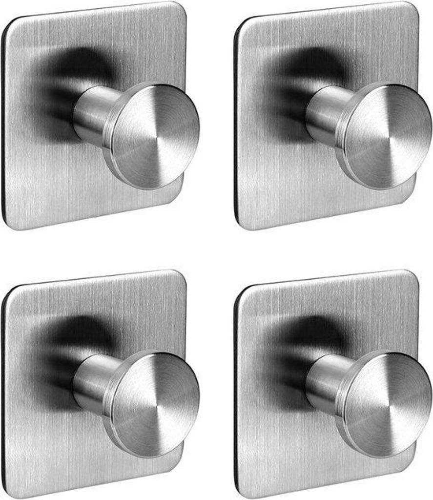 Famanu Handtuchhaken ohne Bohren – selbstklebend – gebürsteter Edelstahl – Set von 4