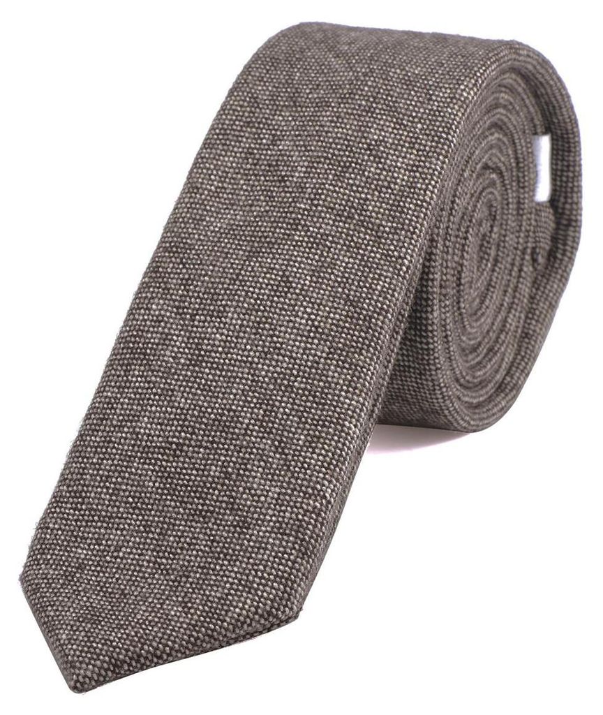 DonDon Herren Krawatte 6 cm Baumwolle hellbraun gepunktet