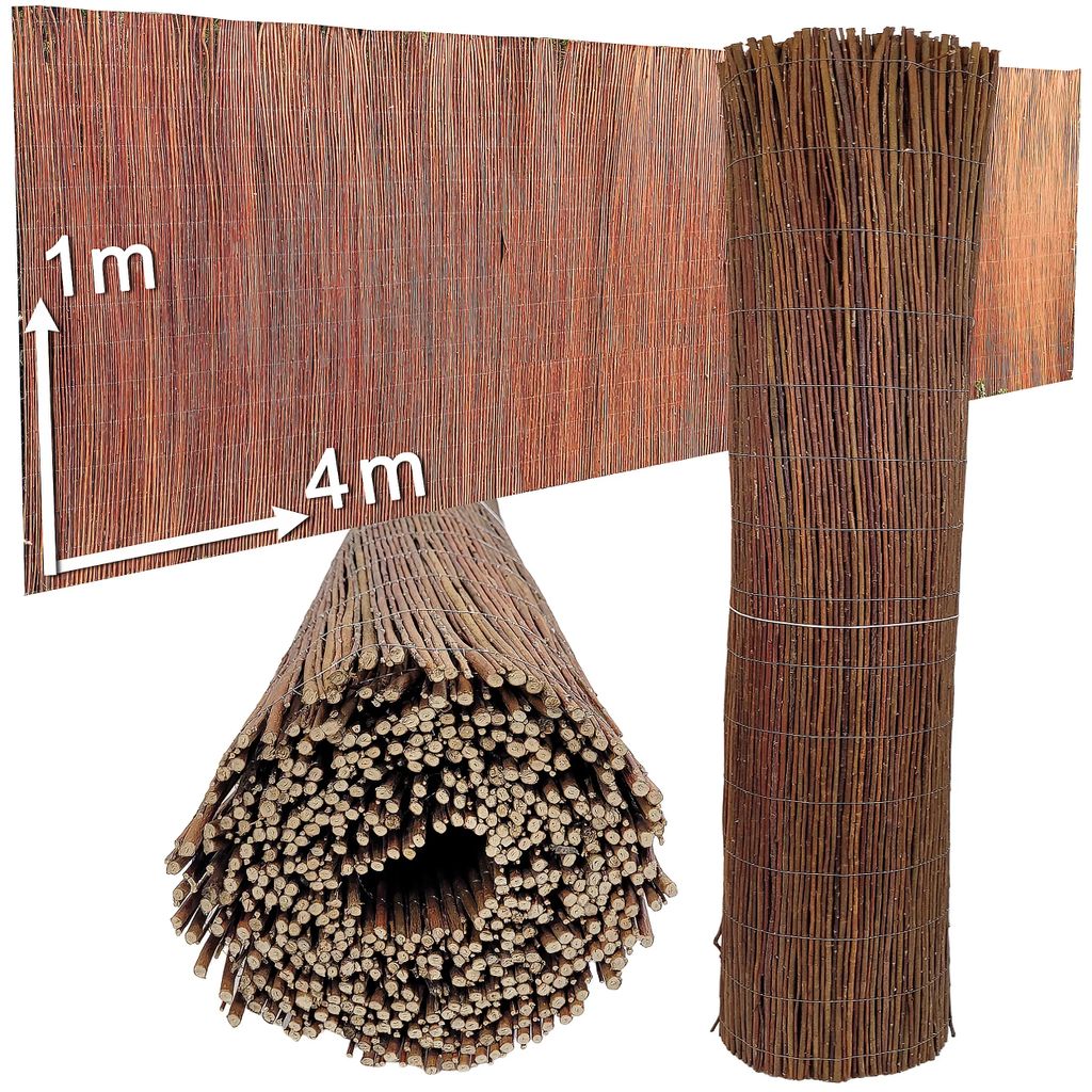 Weidenmatte 100cm x 400cm, nicht entrindet, Weidenzaun, Sichtschutz, Abdeckung, Barriere