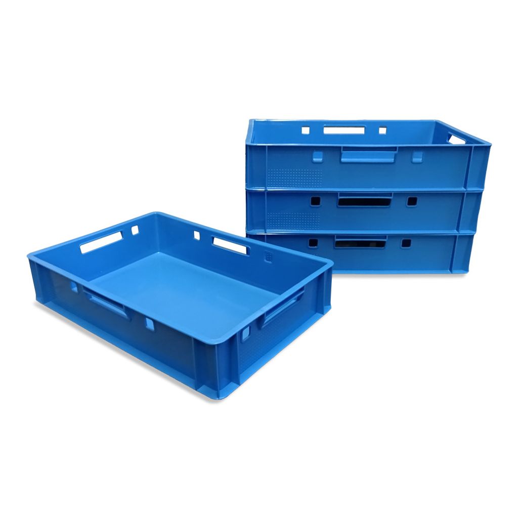 4 Stück E1 Eurofleischkiste Stapelkiste Box Metzgerkiste lebensmittelecht blau (4xE1 blau)