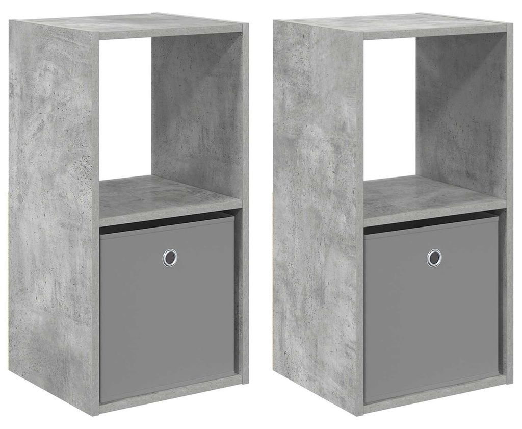 Nachttisch 2 pcs Beton Grau 35 x 32 x 68,5 cm Holzwerkstoff