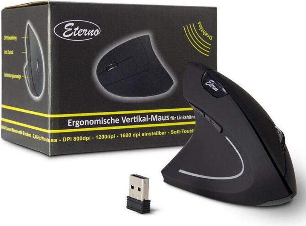 Inter-Tech Eterno KM-206L: mouse verticale ergonomico per Immagine del prodotto 