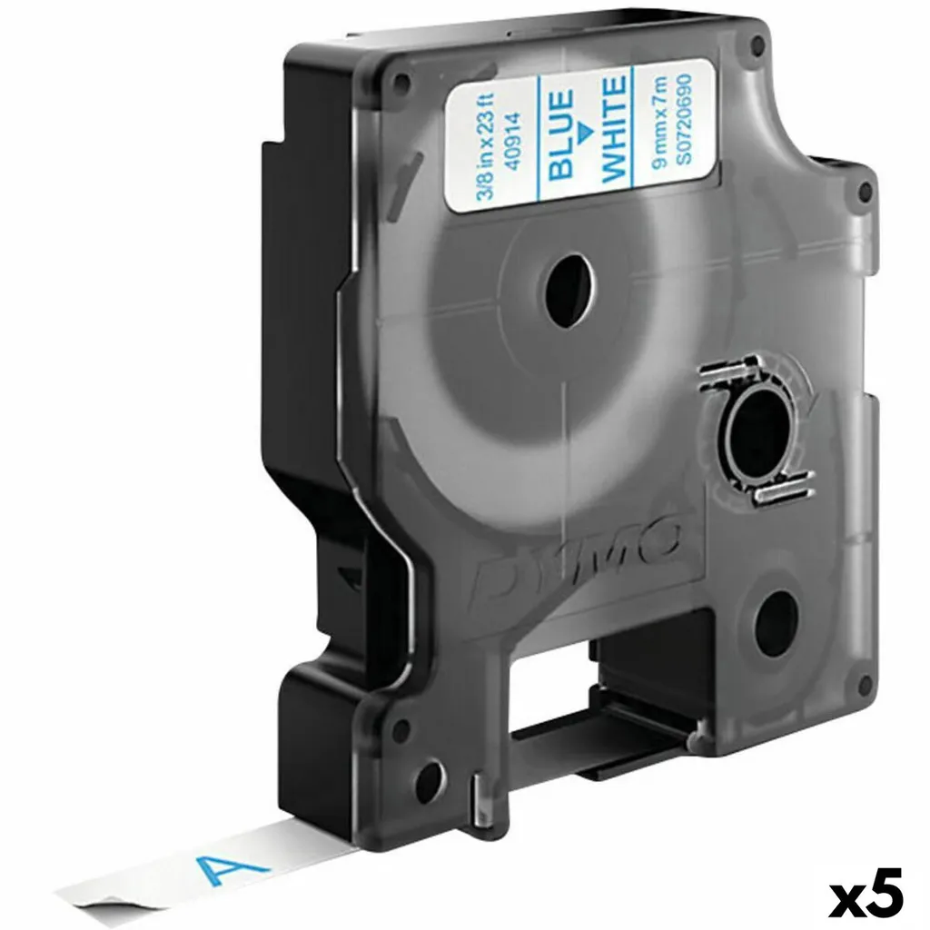 Dymo D1 Étiquettes LabelManager Polyester 9mm x 7m Blanc Noir S0720680