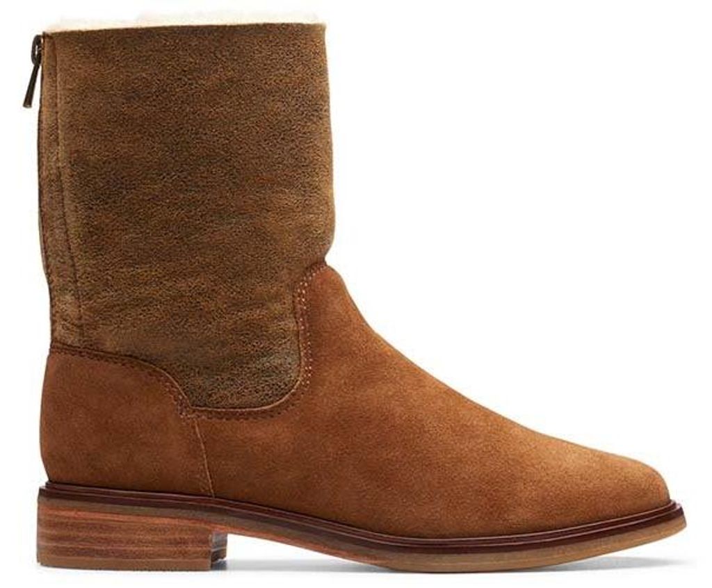 CLARKS Women's ClarkdaleAxHot braun Leder Wildleder Stiefel mit Reißverschluss 36