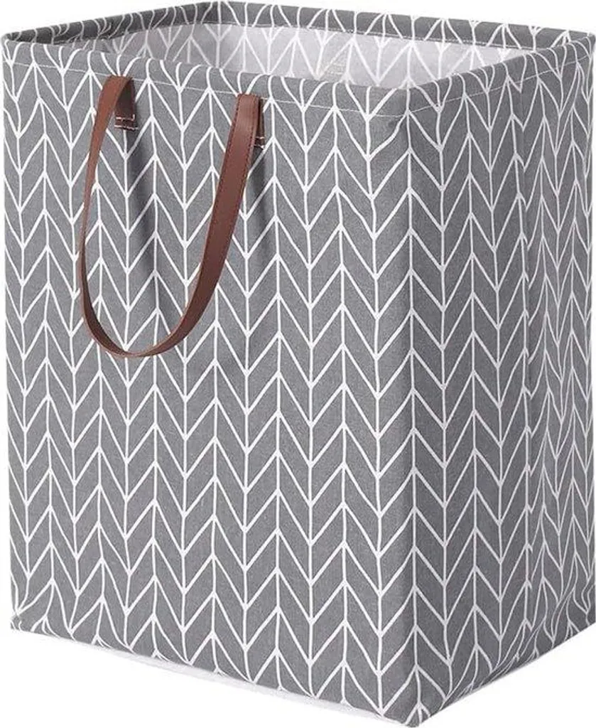 Corbeille à linge 60 litres grise, bac de rangement textile polyvalent