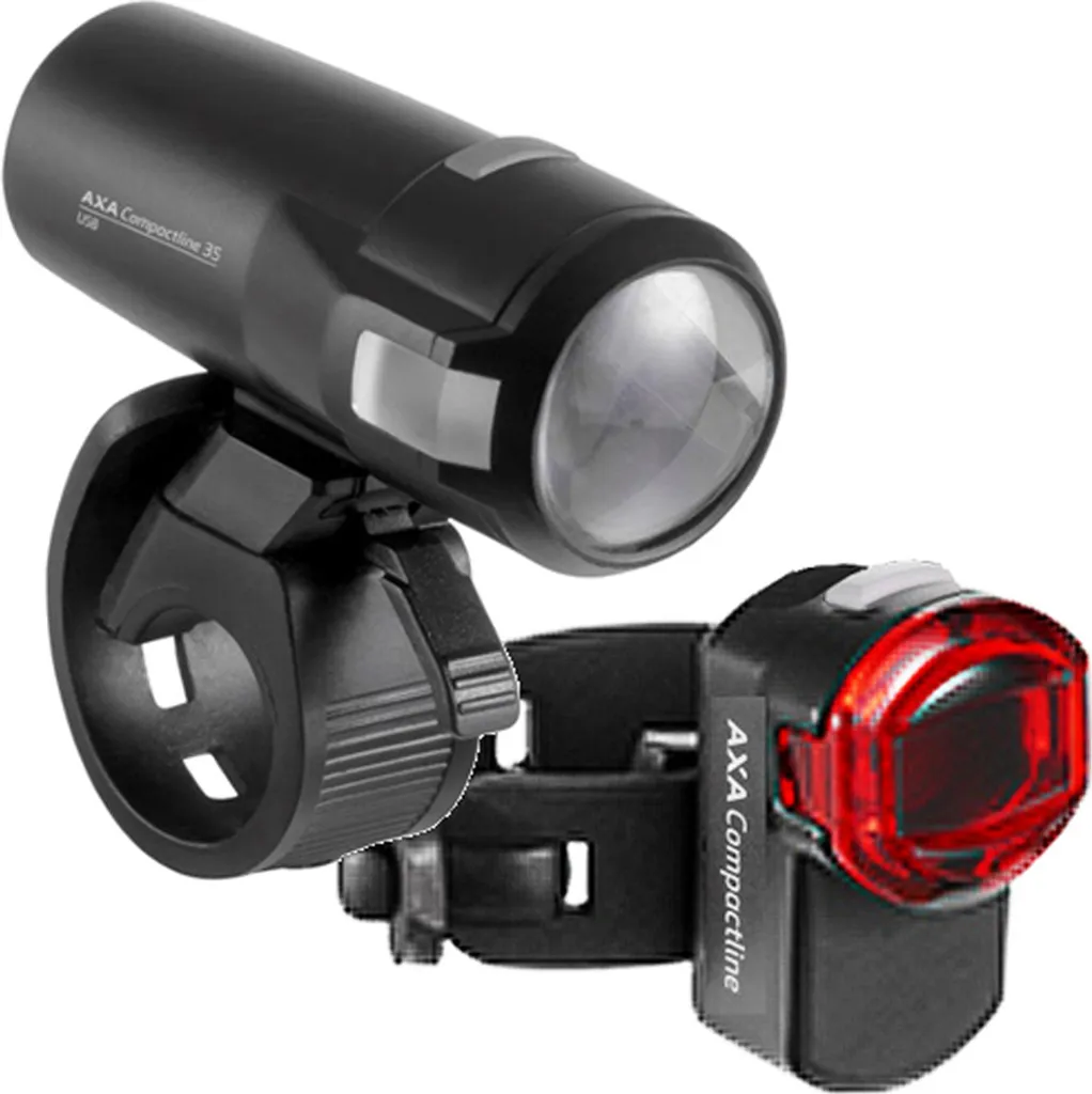 AXA Compactline 35 Kit d'éclairage vélo LED rechargeable USB puissant - 2