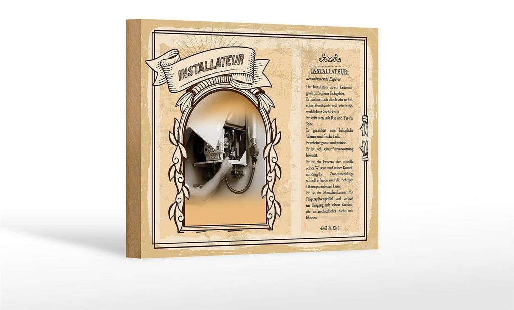 Holzschild Berufe 18x12 cm Installateur Universalgenie Dekoration