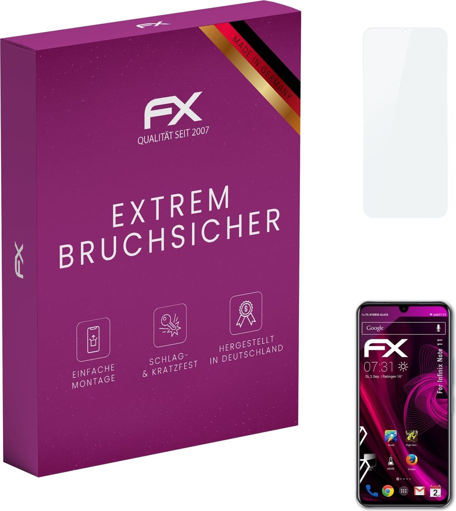 atFoliX FX-Hybrid-Glass Displayfolie kompatibel mit Infinix Note 11 Glasfolie