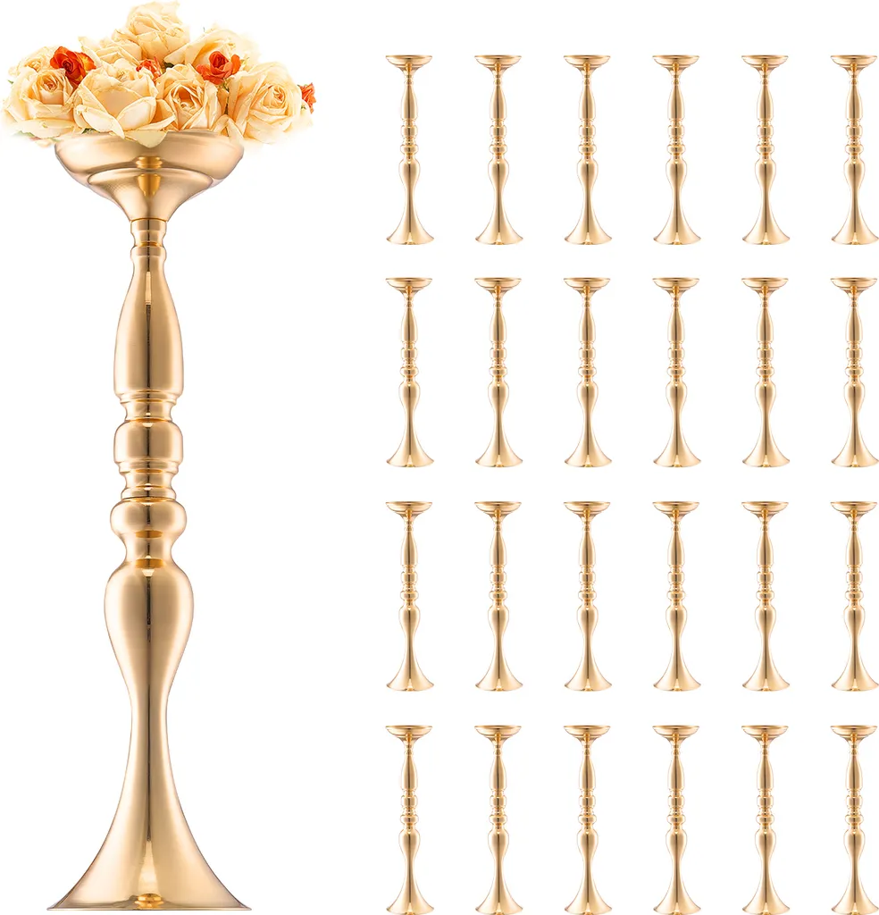 VEVOR Vases de Mariage Dorés 50 cm en Métal - Lot de 24 Centres de Table
