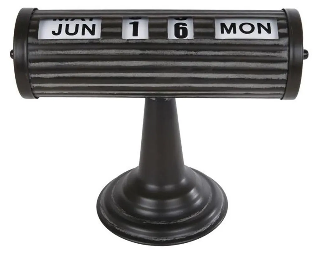Calendrier perpétuel en métal noir 24,5x12x18,5cm design industriel