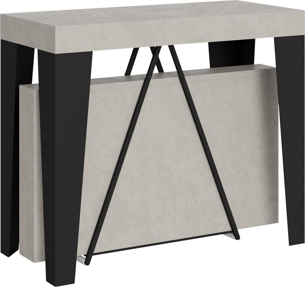 ITYHOME - Ausziehbarer Konsolentisch 90x40/196 cm Algo Small Kaschmir mit Eisenrahmen aus Anthrazit
