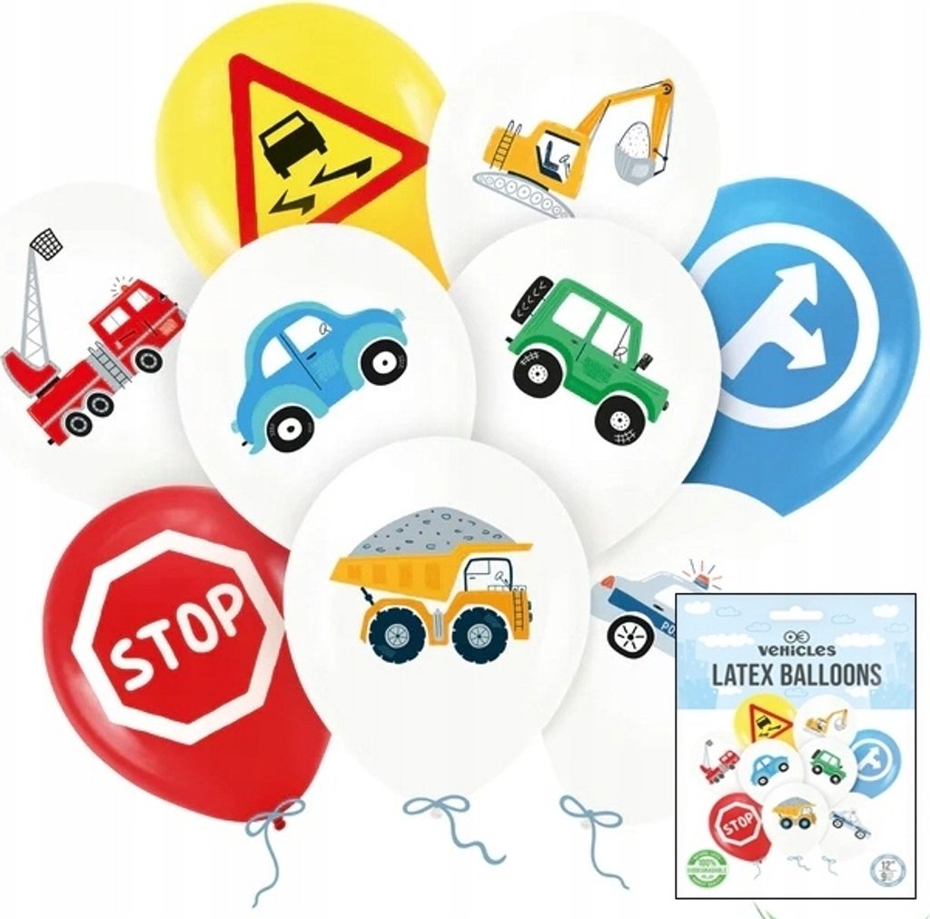 Satz Von Ballons Gedruckt Autos Polizei Zeichen Geburtstag Dekoration 9Pcs