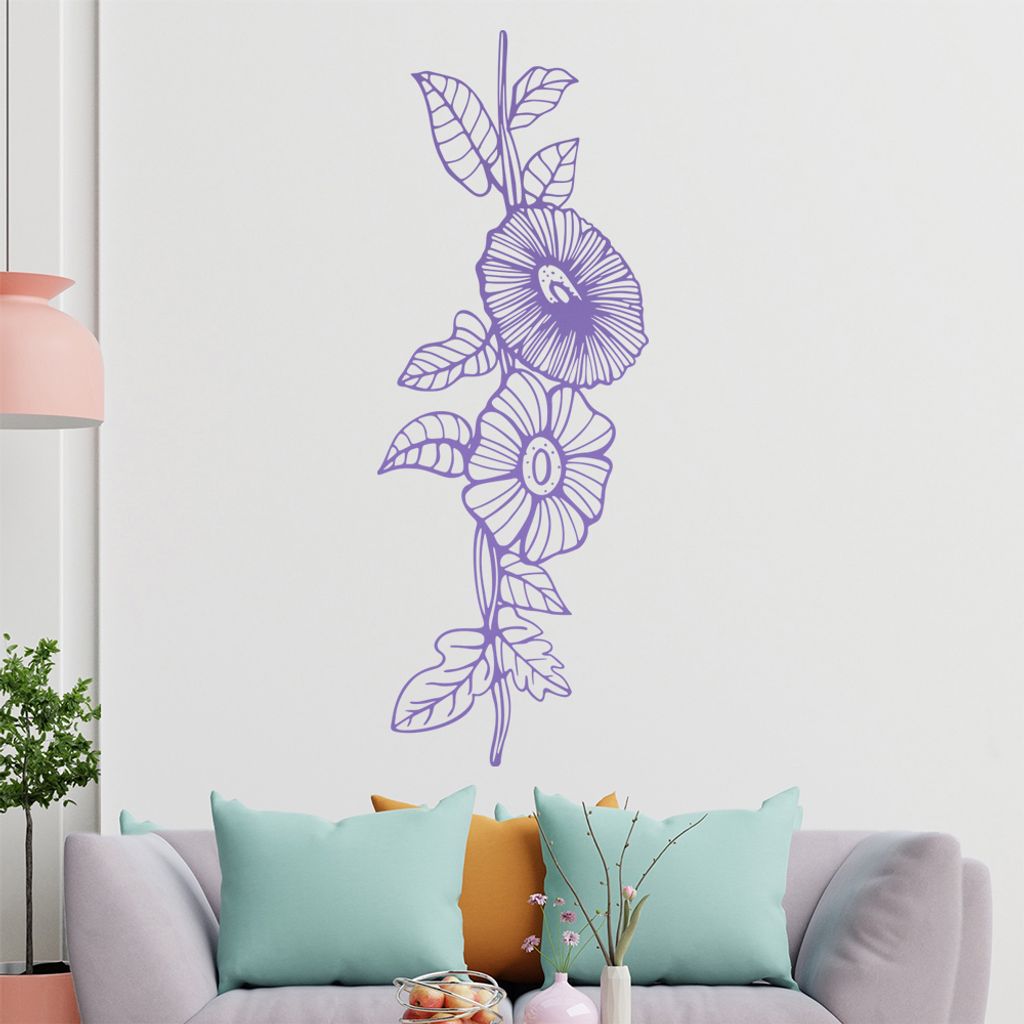Blumen - Pflanze Wandtattoo in 6 Größen - Wandaufkleber Wall Sticker - Dekoration, Küche, Wohnzimmer, Schlafzimmer, Badezimmer
