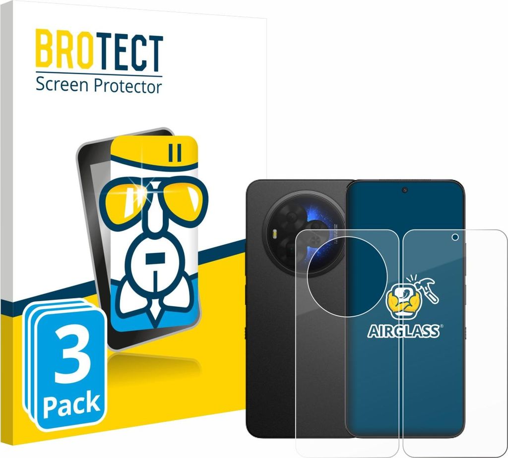 3x BROTECT Schutzglas für TCL NXTPAPER 60 Ultra (Display+Rückseite) Schutzfolie Panzer Folie Glas Display Schutz klar