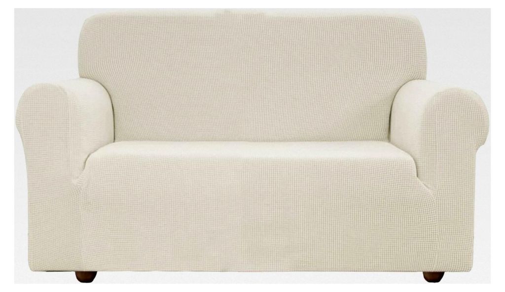 Elastischer Sofabezug, Sofahussen für 3-Sitzer Sofa, Couch und Sessel (Cremefarbe, 185-235 cm)