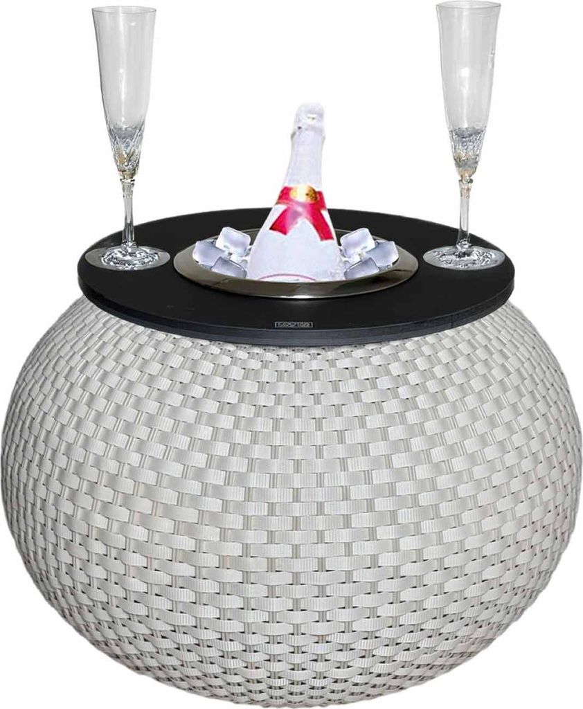 COOTAB Cooler Table MILANO 3-in-1 Loungetisch mit Edelstahl-Kühler - Champagner/Schwarz