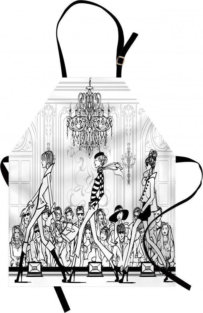 ABAKUHAUS Mädchen Kochschürze, Modenschau mit Catwalk Mannequins Publikum Supermodel Menschenmenge Illustration, Farbfest Höhenverstellbar Wasch...