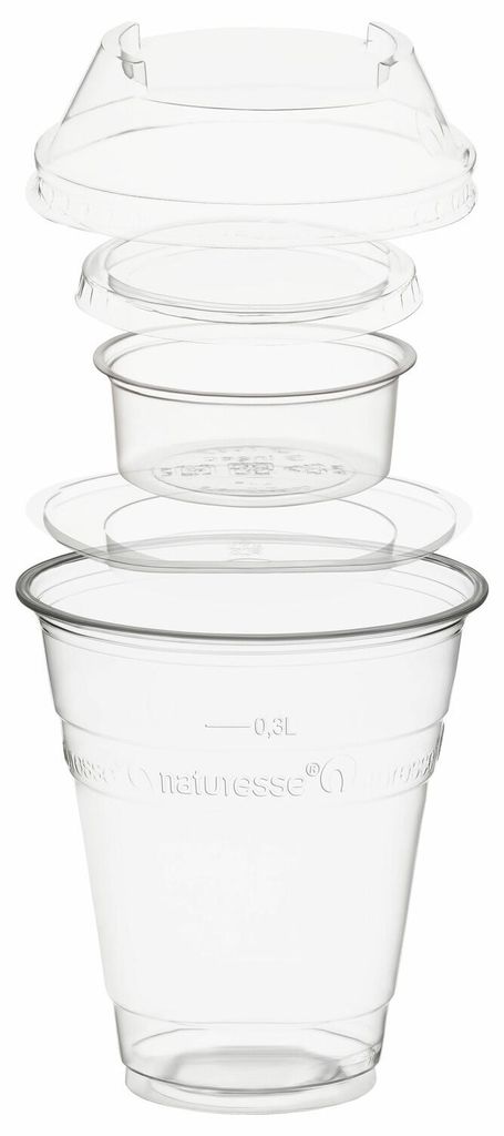 100x Trinkbecher 300ml+Domdeckel+Einsatzbecher stapelbar Produktbild 