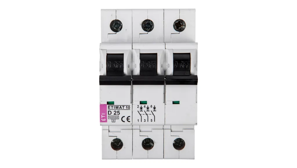 Disjoncteur 3P D 25A 10kA ETIMAT10 ETI 002155718 pour Tableau Électrique