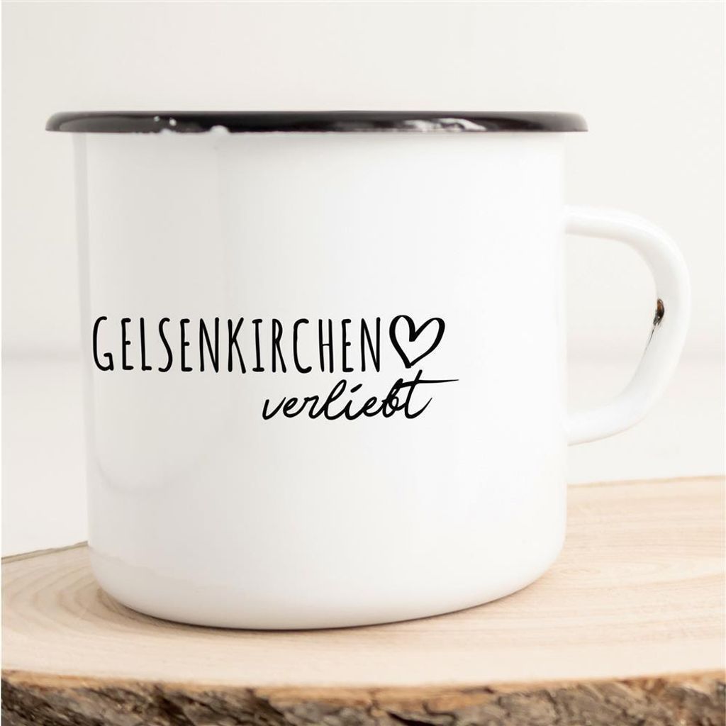 Huuraa Emaille Tasse Gelsenkirchen Geschenk Kaffeebecher Vintage 300ml Gelsenkirchen Präsent