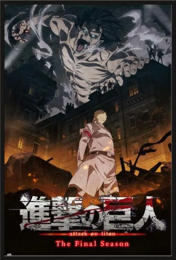 Décoration Murale Manga Attack on Titan Poster avec Cadre Noir Shinsuke