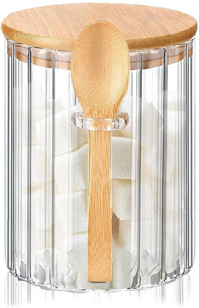 Gläserner Zuckerbehälter mit Deckel - luft- und feuchtigkeitsbeständig - 1 Stück - Borosilicatglas