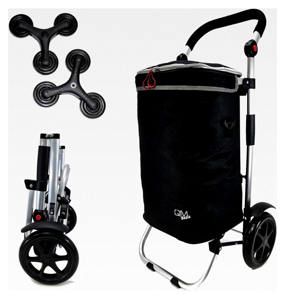 Einkaufstrolley Black-Line klappbar mit Kühlfach | Treppensteiger Shopping-Trolley, große Kapazität 40 l, 25 kg