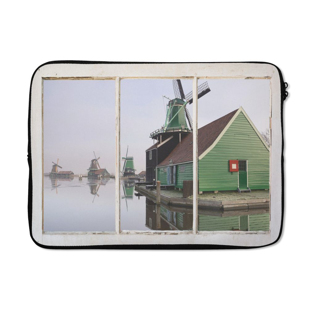 MuchoWow Laptop Hülle 13 Zoll Aussicht - Wasser - Mühle Laptoptasche - Laptophülle - Sleeve - Rundumschutz