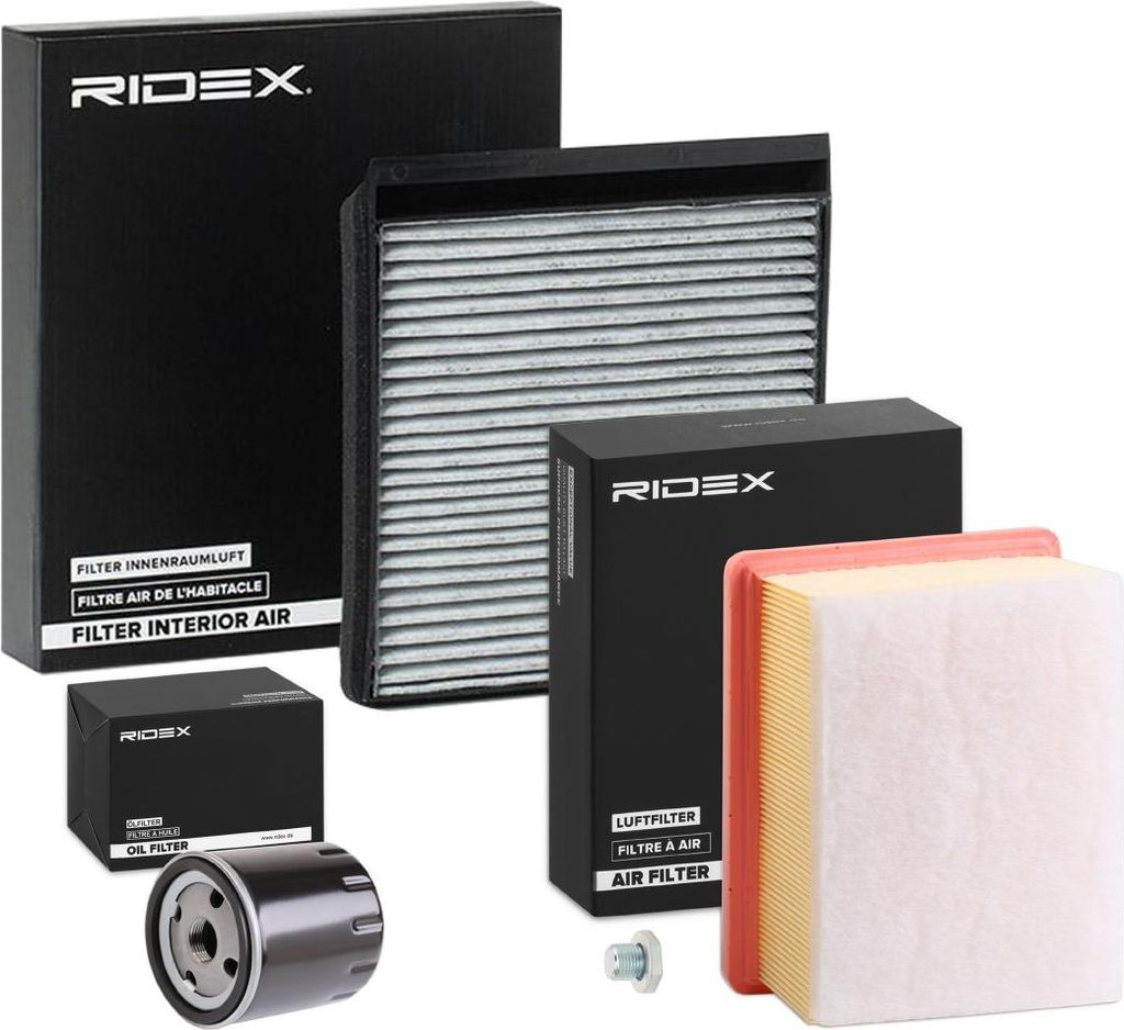 RIDEX Filterset Inspektionspaket Filtersatz passend für PEUGEOT PARTNER Combispace (5F) PARTNER Kasten (5) PARTNER Pritsche/Fahrgestell für CITROËN