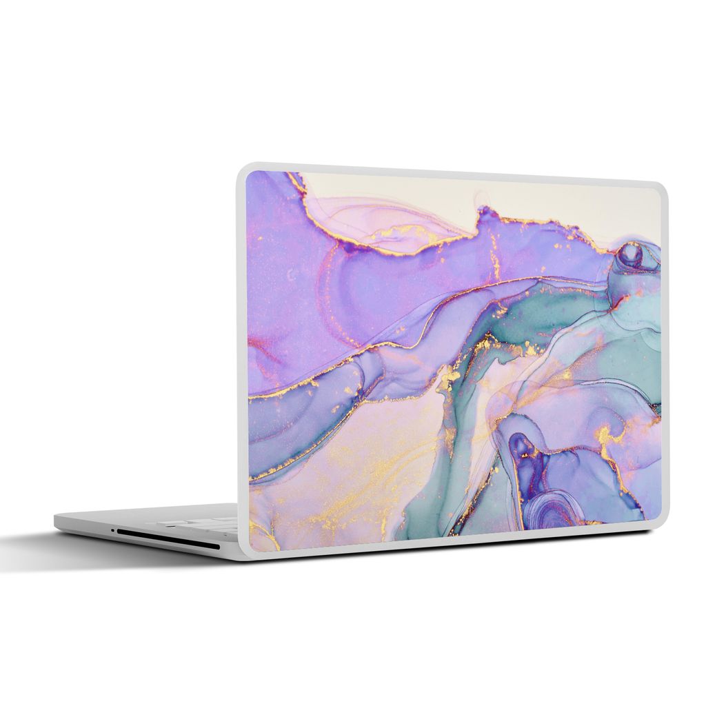 MuchoWow Laptop Aufkleber Sticker Cover Gold - Marmor - Lila 31x22.5 cm - Laptop-Deko