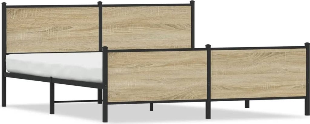Maison Exclusive - Metallbett ohne Matratze Sonoma-Eiche 200x200 cm