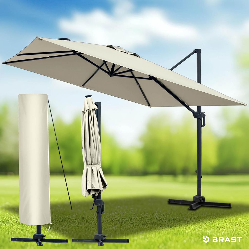 BRAST Alu Sonnenschirm Ampelschirm | 3x3m rechteckig | Produktbild 