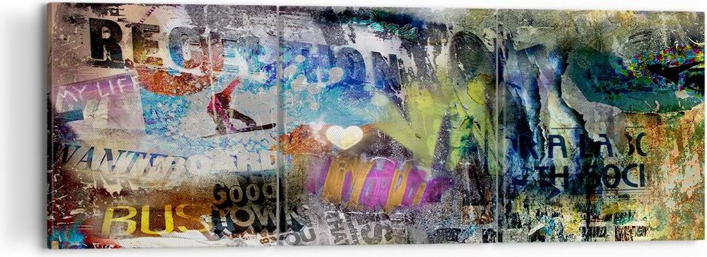 Bild auf Leinwand - Leinwandbild - Graffiti modern - 120x40cm - Wand Bild - Wanddeko - Wandbilder - Leinwanddruck - Bilder - Kunstdruck - Wanddekor...