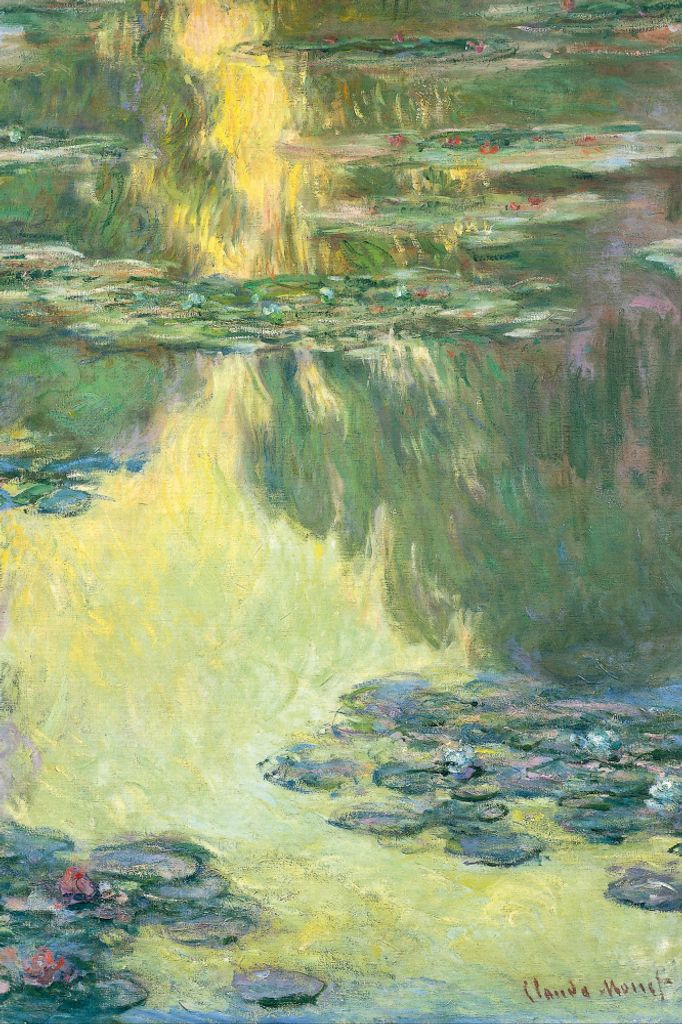 Claude Monet Kunstdruck Bild - Seerosen, 1907 (Grün-Gelb) (180 x 120 cm)