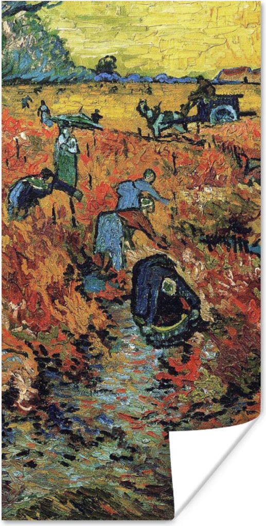 MuchoWow Poster Der rote Weinberg - Vincent van Gogh 80x160 cm - Kinderzimmer