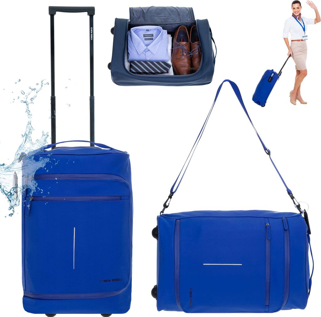 Trolley Handgepäck New Rebels Harper Pro mit Schultergurt Koffer Reisegepäck luggage bag 50 cm, 30 L Trolly Reisetasche Rollen IATA Flug Reise Ge...