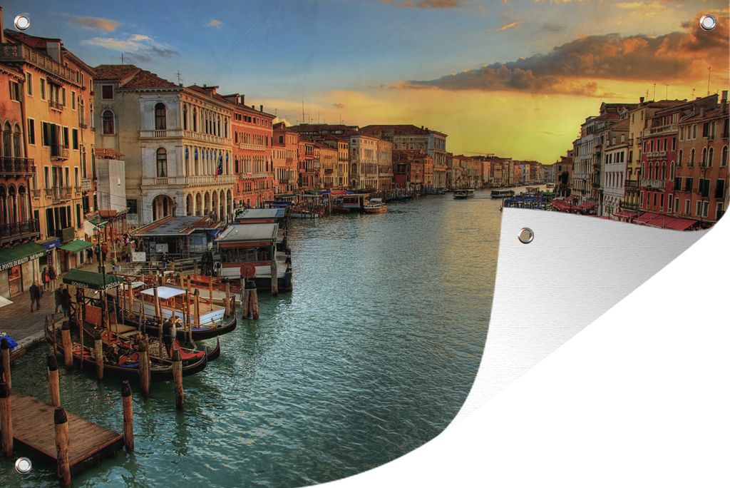 MuchoWow 90x60 cm Outdoor-Poster Gartendeko Sichtschutz Garten Poster für den Garten Venedig - Sonnenuntergang - Italien