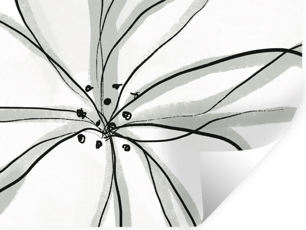 MuchoWow Wandtattoo Wandsticker Wandaufkleber Blumen - Abstrakt - Design 120x90 cm Selbstklebend und Repositionierbar - Aufkleber